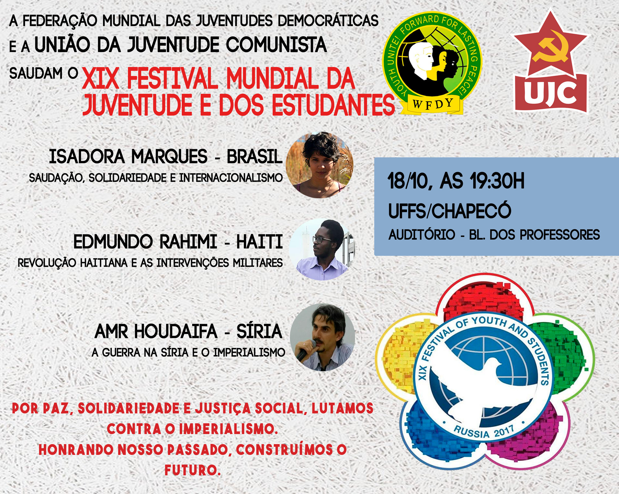 Evento de Saudação ao XIX FMJE da UJC - Chapecó na Universidade Federal da Fronteira Sul